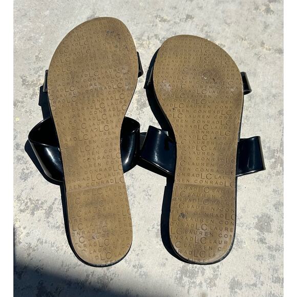 Lauren Conrad Black Strap Sandals Women size 10 Slides Flats - Picture 5 of 5